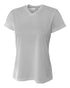 A4 Women's Short Sleeve V-Neck Birds Eye Mesh Tee (NW3254), Color 'Silver'